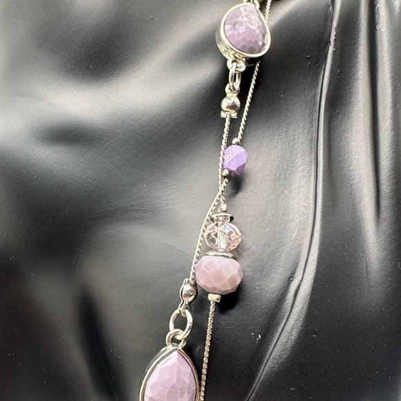 Ann Taylor Lavender and Silver Multi-Bead Necklace - Picture 2 of 3